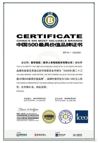 品牌价值持续攀升 新华保险连续23年荣登“中国500最具价值品牌”榜单的战略解码